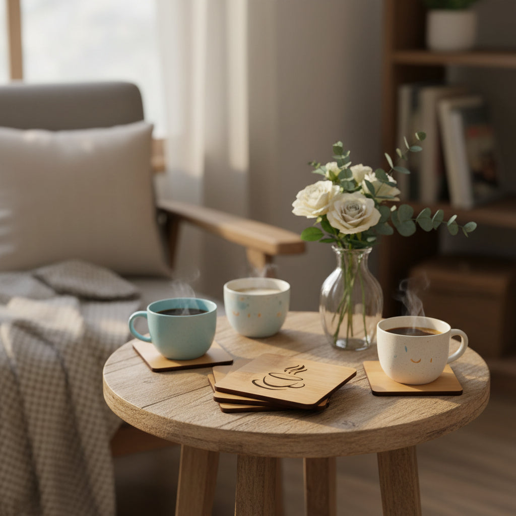 Onderzetter Koffie3. 4 stuks per set.