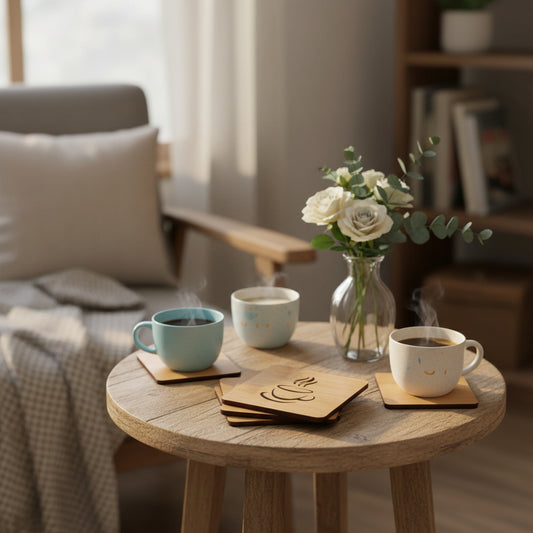 Onderzetter Koffie3. 4 stuks per set.